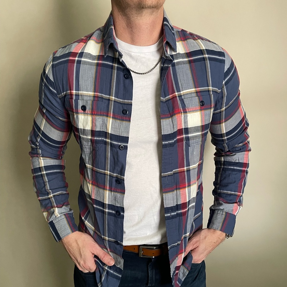 Express Men's Multicolor Plaid Button Down Shirt